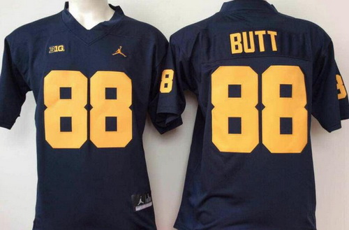 Men's Michigan Wolverines #88 Jake Butt Navy Blue Stitched College Football Brand Jordan NCAA Jersey