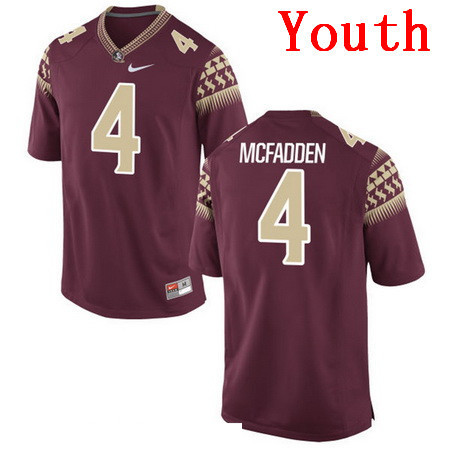 Youth Florida State Seminoles #4 Tarvarus McFadden Red Stitched College Football 2016 Nike NCAA Jersey