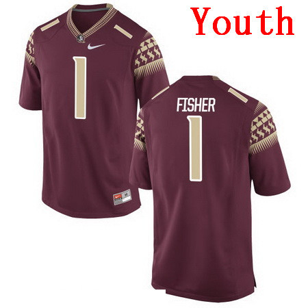 Youth Florida State Seminoles #1 Jimbo Fisher Red Stitched College Football 2016 Nike NCAA Jersey