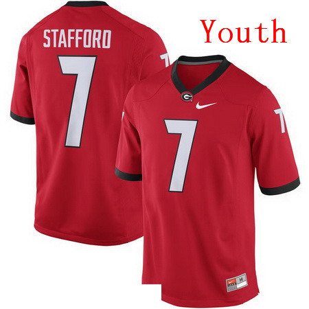 Youth Georgia Bulldogs #7 Matthew Stafford Red Stitched College Football 2016 Nike NCAA Jersey