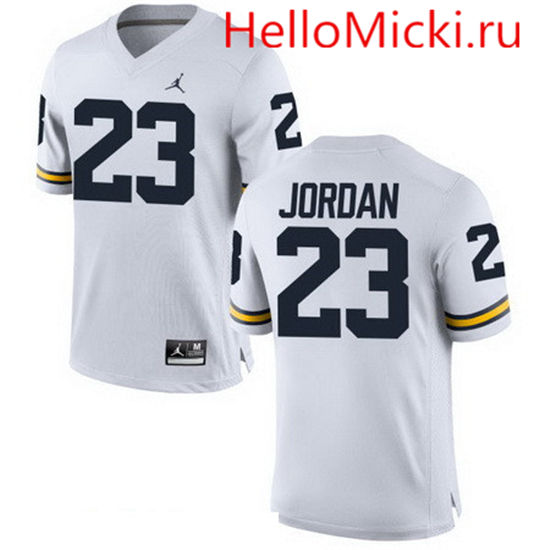 Men's Michigan Wolverines #23 Michael Jordan White Stitched College Football Brand Jordan NCAA Jersey