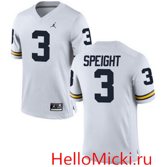 Men's Michigan Wolverines #3 Wilton Speight White Stitched College Football Brand Jordan NCAA Jersey