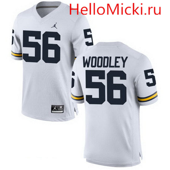 Men's Michigan Wolverines #56 LaMarr Woodley White Stitched College Football Brand Jordan NCAA Jersey