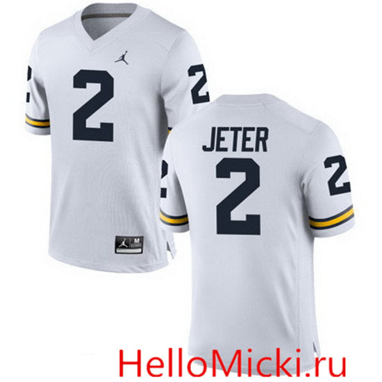 Men's Michigan Wolverines #2 Derek Jeter White Stitched College Football Brand Jordan NCAA Jersey