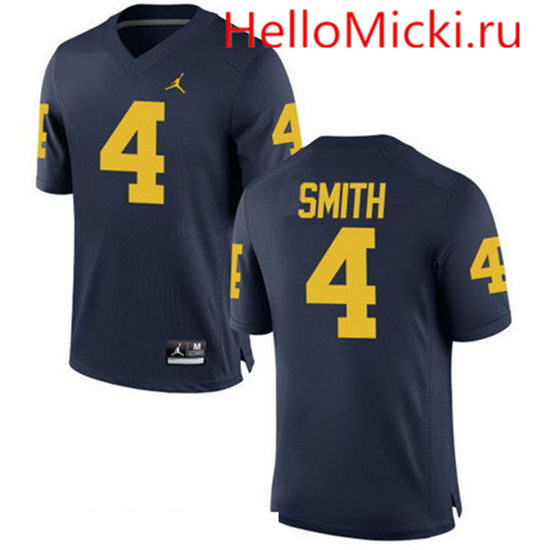 Men's Michigan Wolverines #4 De'Veon Smith Navy Blue Stitched College Football Brand Jordan NCAA Jersey