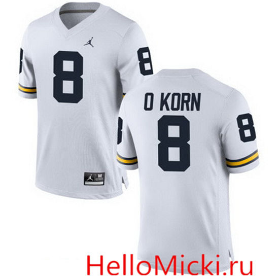 Men's Michigan Wolverines #8 John O'Korn White Stitched College Football Brand Jordan NCAA Jersey