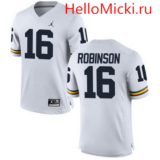 Men's Michigan Wolverines #16 Denard Robinson Retired White Stitched College Football Brand Jordan NCAA Jersey