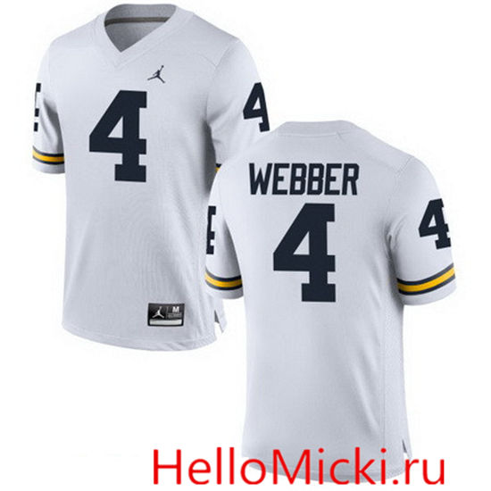 Men's Michigan Wolverines #4 Chirs Webber Retired White Stitched College Football Brand Jordan NCAA Jersey