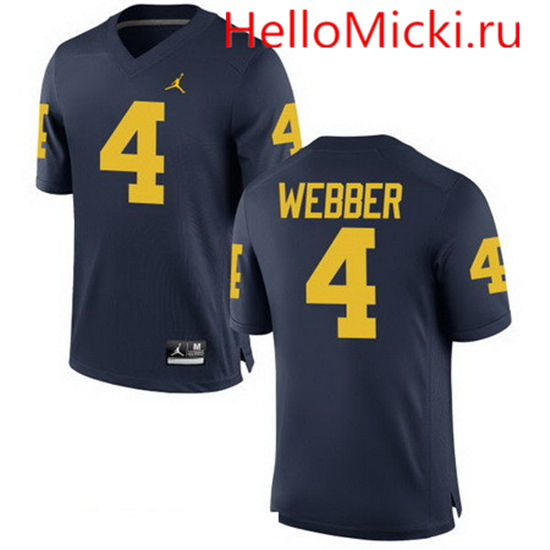 Men's Michigan Wolverines #4 Chirs Webber Retired Navy Blue Stitched College Football Brand Jordan NCAA Jersey