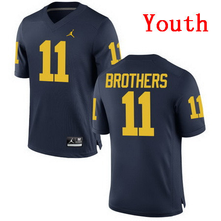 Youth Michigan Wolverines #11 Wistert Brothers Navy Blue Stitched College Football Brand Jordan NCAA Jersey