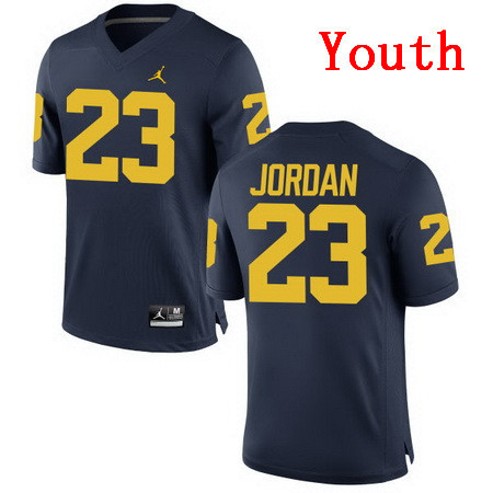 Youth Michigan Wolverines #23 Michael Jordan Navy Blue Stitched College Football Brand Jordan NCAA Jersey