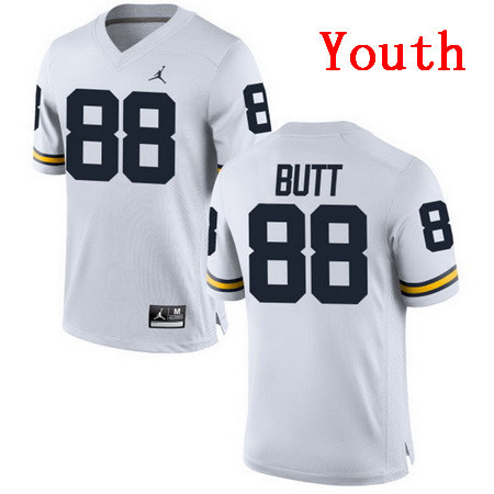 Youth Michigan Wolverines #88 Jake Butt White Stitched College Football Brand Jordan NCAA Jersey