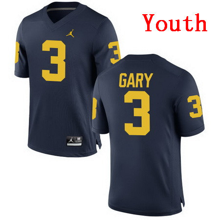 Youth Michigan Wolverines #3 Rashan Gary Navy Blue Stitched College Football Brand Jordan NCAA Jersey