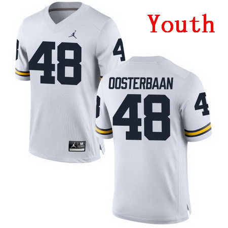 Youth Michigan Wolverines #48 Bennie Oosterbann White Stitched College Football Brand Jordan NCAA Jersey
