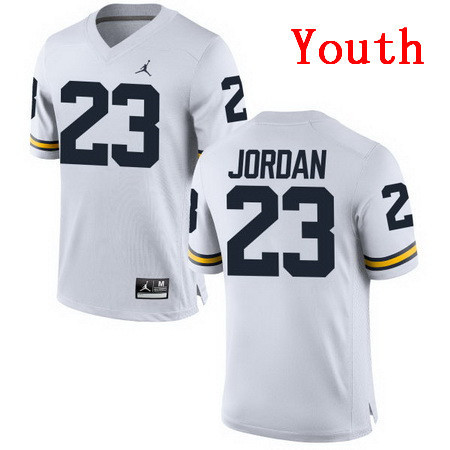 Youth Michigan Wolverines #23 Michael Jordan White Stitched College Football Brand Jordan NCAA Jersey