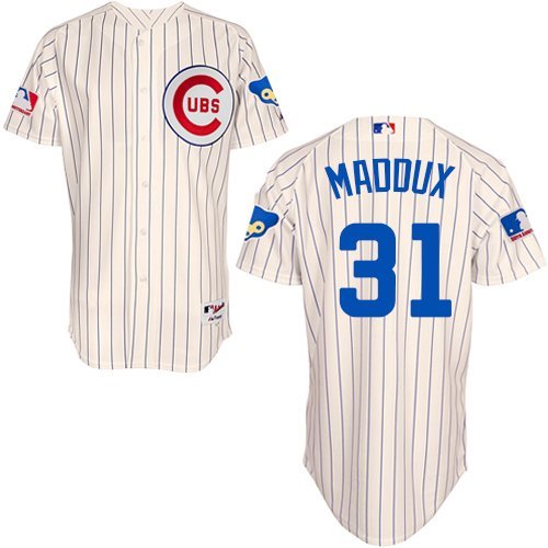 Men's Chicago Cubs Retired Player #31 Greg Maddux 1960' Cream Throwback Baseball Jersey