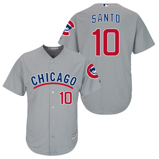 Men's Chicago Cubs Retired Player #10 Ron Santo 1940's Gray/Red Turn Back the Clock Throwback Authentic Player Jersey