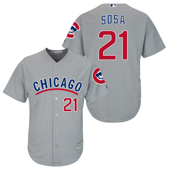 Men's Chicago Cubs Retired Player #21 Sammy Sosa 1940's Gray/Red Turn Back the Clock Throwback Authentic Player Jersey