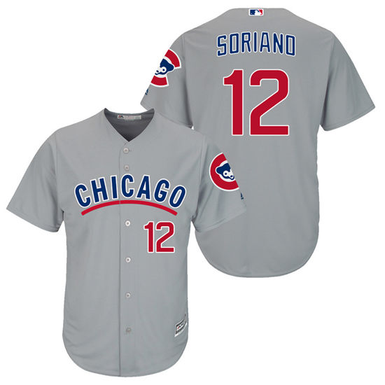 Men's Chicago Cubs Retired Player #12 Alfonso Soriano 1940's Gray/Red Turn Back the Clock Throwback Authentic Player Jersey