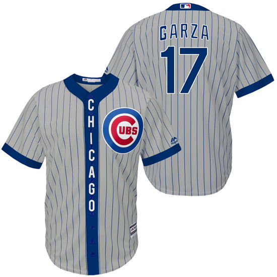 Men's Chicago Cubs Retired Player #17 Mark Grace 1980's Gray Stripe Turn Back the Clock Throwback Authentic Player Jersey
