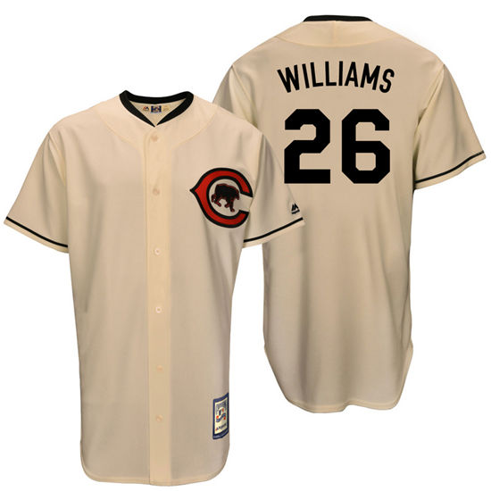 Men's Chicago Cubs #26 Billy Williams Full Button Cream Turn Back the Clock Throwback Authentic Player Jersey