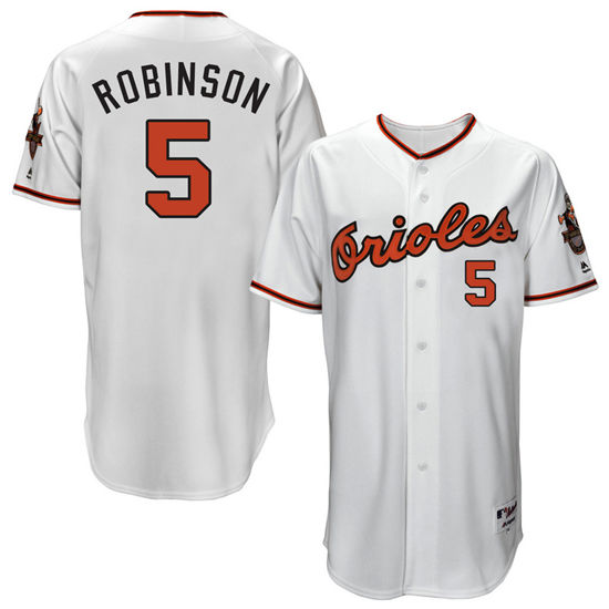 Men's Baltimore Orioles Retired Player #5 Brooks Robinson Majestic White 1966 Turn Back the Clock Throwback Authentic Player Jersey