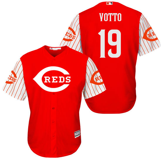Men's Cincinnati Reds #19 Joey Votto Red Turn Back the Clock Throwback Authentic Player Jersey