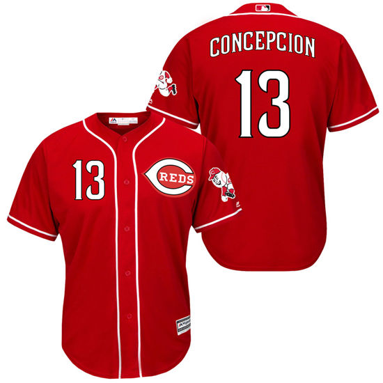 Men's Cincinnati Reds Retired Player #13 Dave Concepcion Majestic Red Cool Base Player Jersey