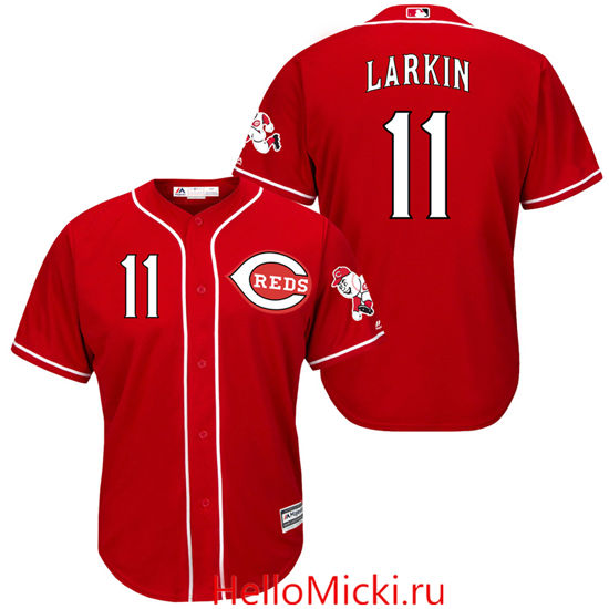 Men's Cincinnati Reds Retired Player #11 Barry Larkin Majestic Red Cool Base Player Jersey