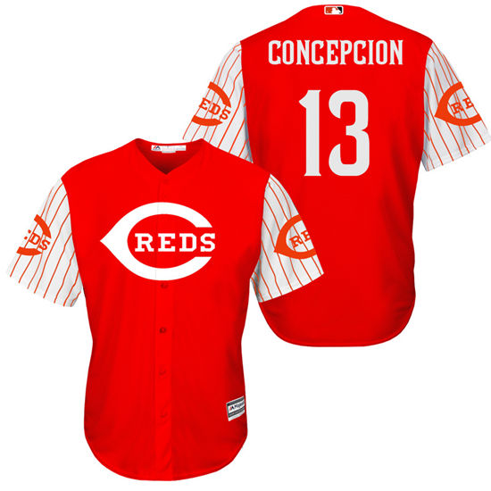 Men's Cincinnati Reds Retired Player #13 Dave Concepcion Red Turn Back the Clock Throwback Authentic Player Jersey