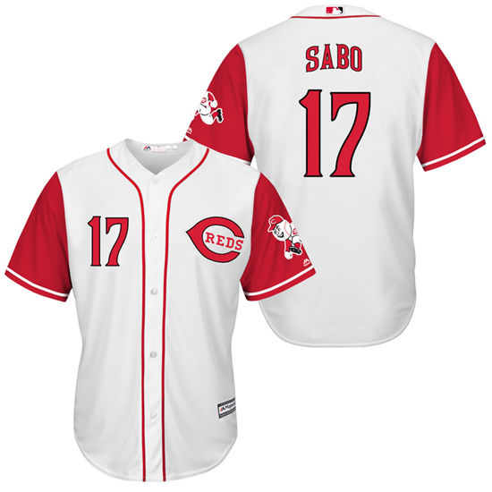 Men's Cincinnati Reds Retired Player #17 Chris Sabo White/Red Turn Back the Clock Throwback Authentic Player Jersey