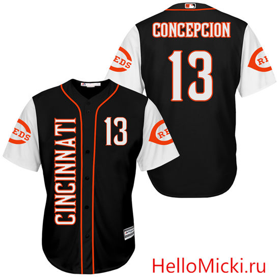 Men's Cincinnati Reds Retired Player #13 Dave Concepcion Majestic Black Turn Back the Clock Throwback Authentic Player Jersey