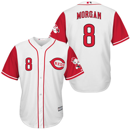 Men's Cincinnati Reds Retired Player #8 Joe Morgan White/Red Turn Back the Clock Throwback Authentic Player Jersey