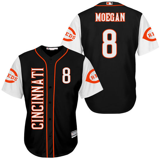 Men's Cincinnati Reds Retired Player #8 Joe Morgan Majestic Black Turn Back the Clock Throwback Authentic Player Jersey