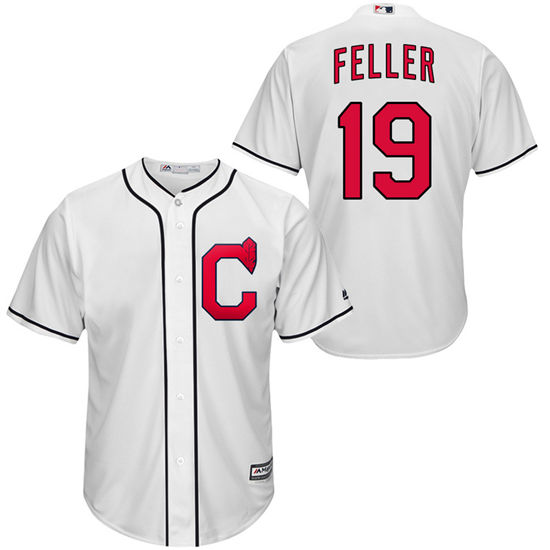 Men's Cleveland Indians Retired Player #19 Bob Feller Majestic 1920's White  Turn Back the Clock Throwback Authentic Player Jersey