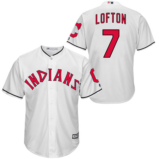 Men's Cleveland Indians Retired Player #7 Kenny Lofton Majestic 1975-1977 White Turn Back the Clock Throwback Authentic Player Jersey