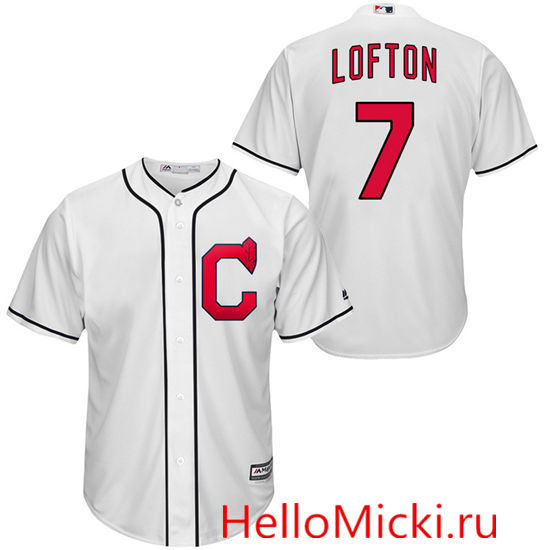 Men's Cleveland Indians Retired Player #7 Kenny Lofton  Majestic 1920's White  Turn Back the Clock Throwback Authentic Player Jersey