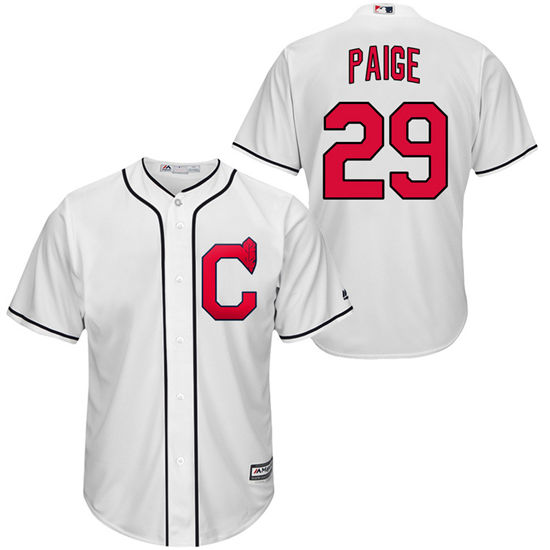 Men's Cleveland Indians Retired Player #29 Satchel Paige Majestic 1920's White  Turn Back the Clock Throwback Authentic Player Jersey