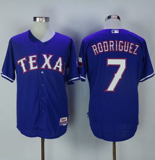 Men's Texas Rangers #7 Ivan Rodriguez Royal Blue Cool Base Baseball Jersey