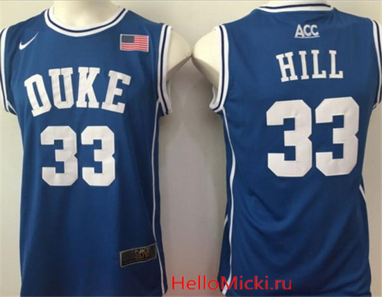 Men's Duke Blue Devils #33 Grant Hill Royal Blue Round Collar College Basketball Stitched Nike Swingman Jersey