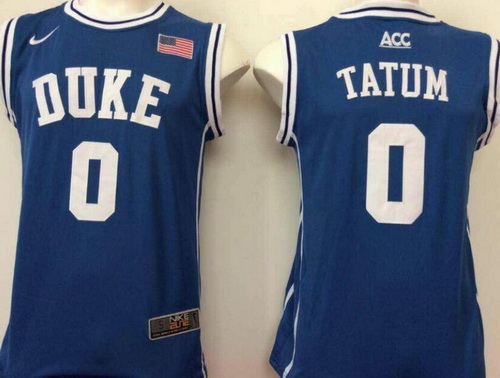 Men's Duke Blue Devils #0 Jayson Tatum Royal Blue Round Collar College Basketball Stitched Nike Swingman Jersey
