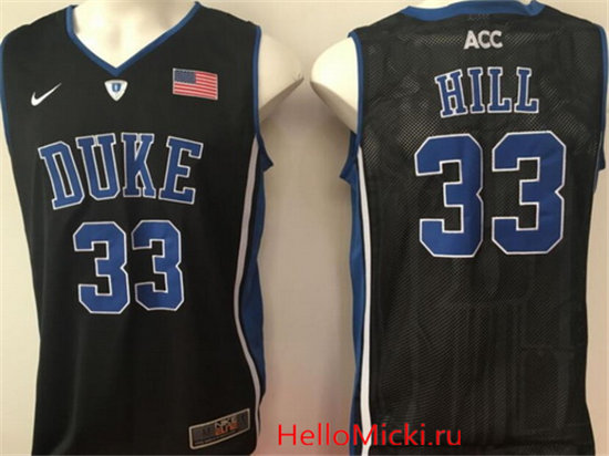 Men's Duke Blue Devils #33 Grant Hill Black Collar College Basketball Stitched Nike Swingman Jersey