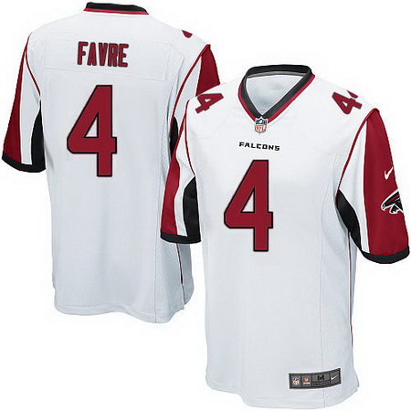 Youth Atlanta Falcons #4 Brett Favre Retired White Road Stitched NFL Nike Game Jersey