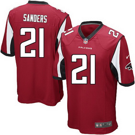 Youth Atlanta Falcons #21 Deion Sanders Retired Red Team Color Stitched NFL Nike Game Jersey