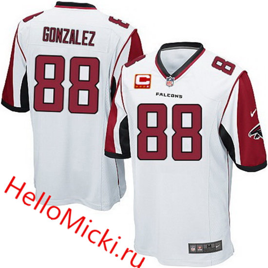 Youth Atlanta Falcons #88 Tony Gonzalez Retired White Road Stitched C Patch NFL Nike Game Jersey