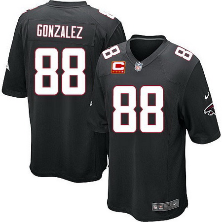 Youth Atlanta Falcons #88 Tony Gonzalez Retired Black Alternate Stitched C Patch NFL Nike Game Jersey