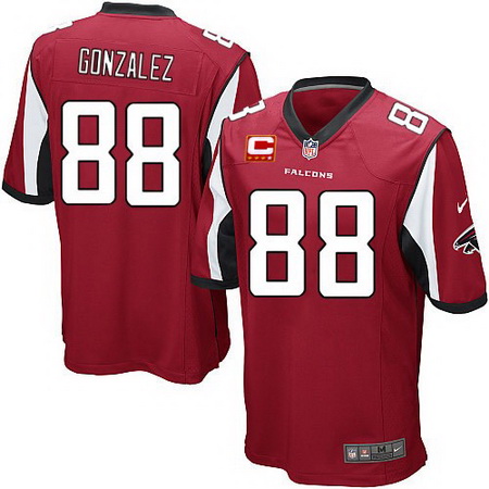 Youth Atlanta Falcons #88 Tony Gonzalez Retired Red Team Color Stitched C Patch NFL Nike Game Jersey
