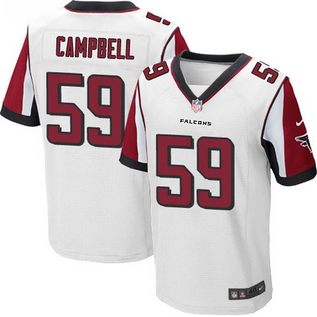 Men's Atlanta Falcons #59 De'Vondre Campbell White Road Stitched NFL Nike Elite Jersey