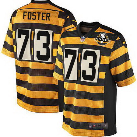 Men's Pittsburgh Steelers #73 Ramon Foster Yellow With Black Bumblebee 80th Patch Stitched NFL Nike Elite Jersey