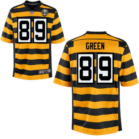 Men's Pittsburgh Steelers #89 Ladarius Green Yellow With Black Bumblebee 80th Patch Stitched NFL Nike Elite Jersey